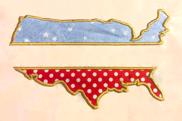 America Split Applique Embroidery Design