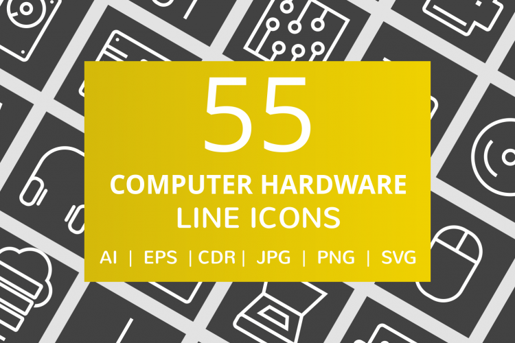 55 Computer   hardware Line Icons