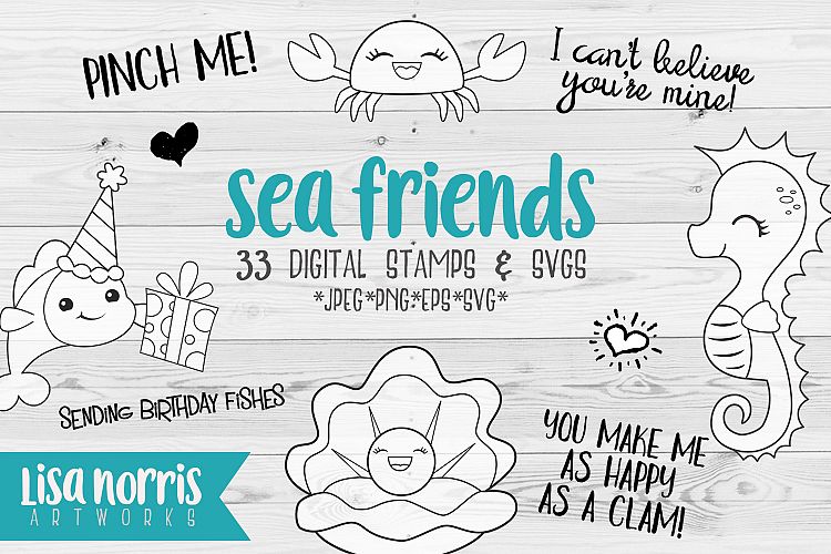 Sea Friends Digital Stamps and SVG Cutting Files