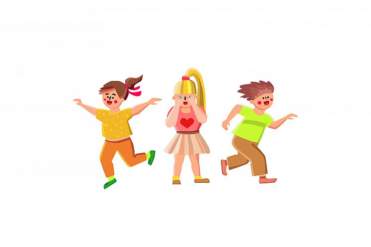 Hide And Seek Game Playing Kids Together Vector example image 1