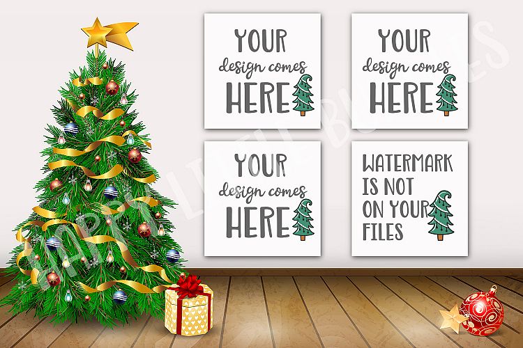 Christmas Mockup for 4 designs, Mockup for svg files