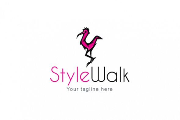 Style Walk - Crane Bird Stock Logo Template for Fashion & Beauty