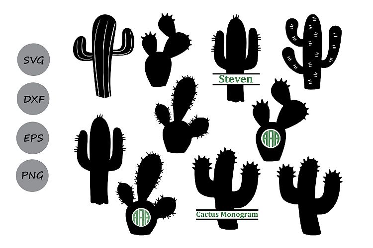 Cactus svg, cactus clipart, Cactus Monogram Svg, cactus silhouette, Cactus SVG Cut Files, cricut files, cactus cutfiles, dxf, svg, eps, png.