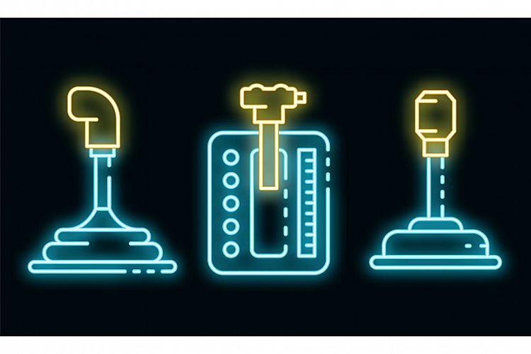 Gearbox icons set vector neon example image 1