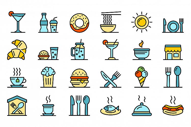 Food courts icons vector flat