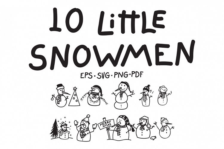 10 Little Snowmen Vectors