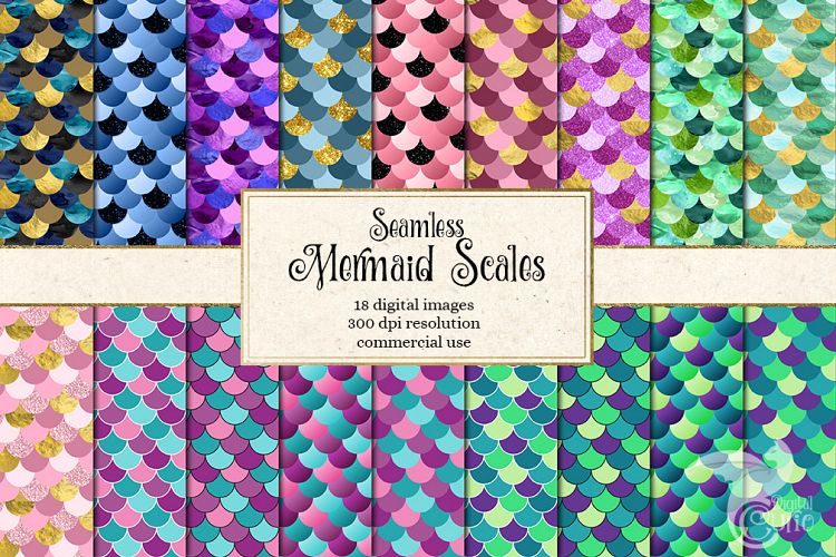 Seamless Mermaid Scale Digital Paper