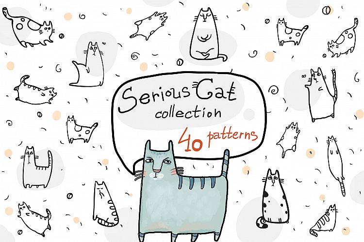 Serious Cat collection - 40 patterns