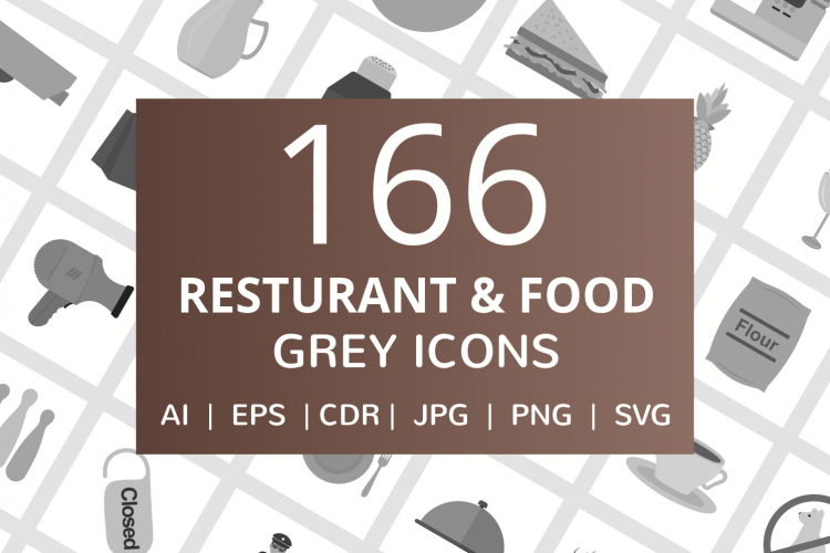 166 Restaurant   Food Flat Greyscale Icons