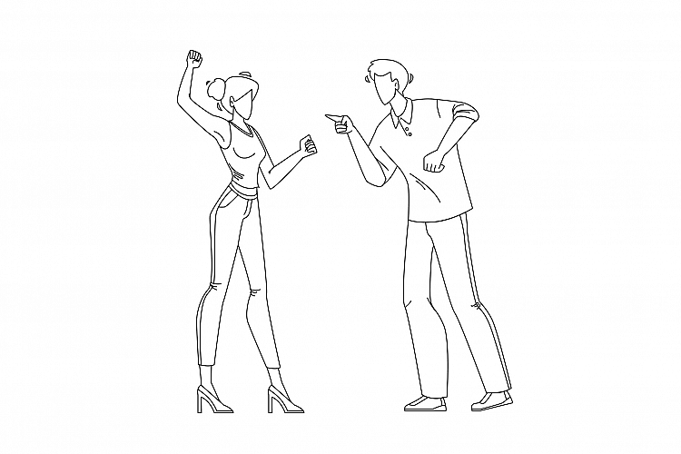 Man And Girl Couple Yelling At Each Other Vector example image 1