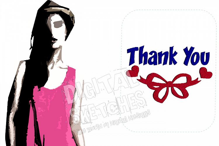 Thank You Saying Machine Embroidery Design 3 Sizes