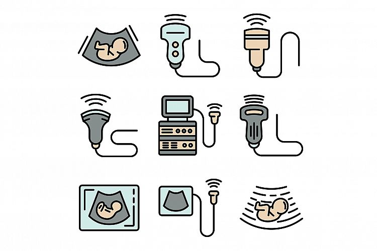 Ultrasound icons vector flat example image 1