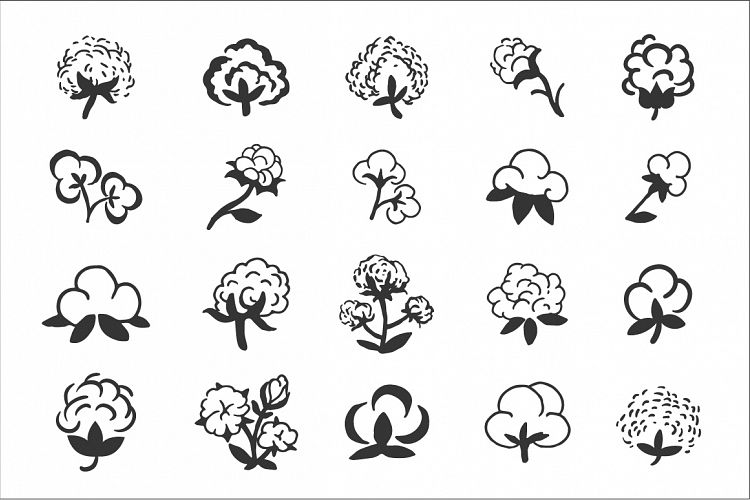 Cotton icons illustration set.