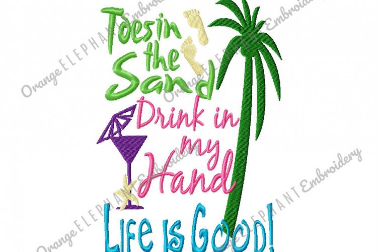 Toes In The Sand Unique Urban Machine Embroidery Design digital File 