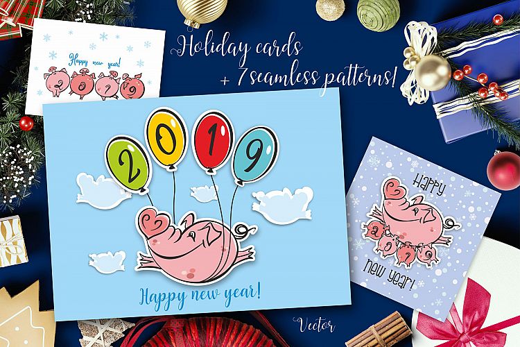 New year. 2019 year of the Pig.