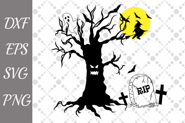 Spooky Tree Svg, HALLOWEEN SVG,Spooky Bats Svg,Witch Svg