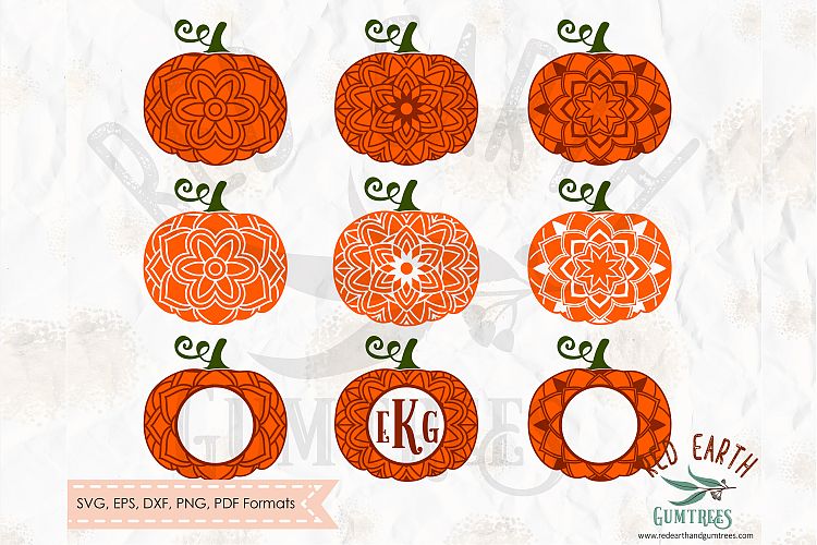 Mandala monogram pumpkins, Halloween in SVG,DXF,PNG, EPS
