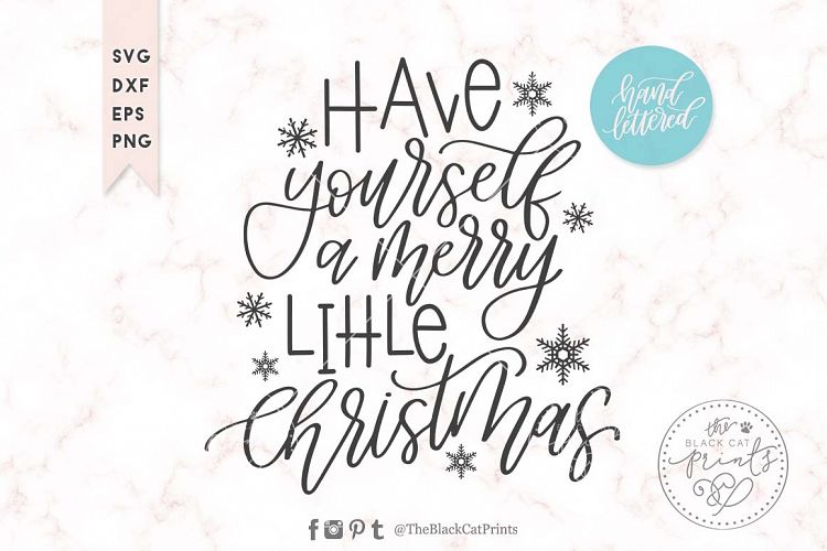 Merry little Christmas SVG DXF EPS PNG, Hand lettered