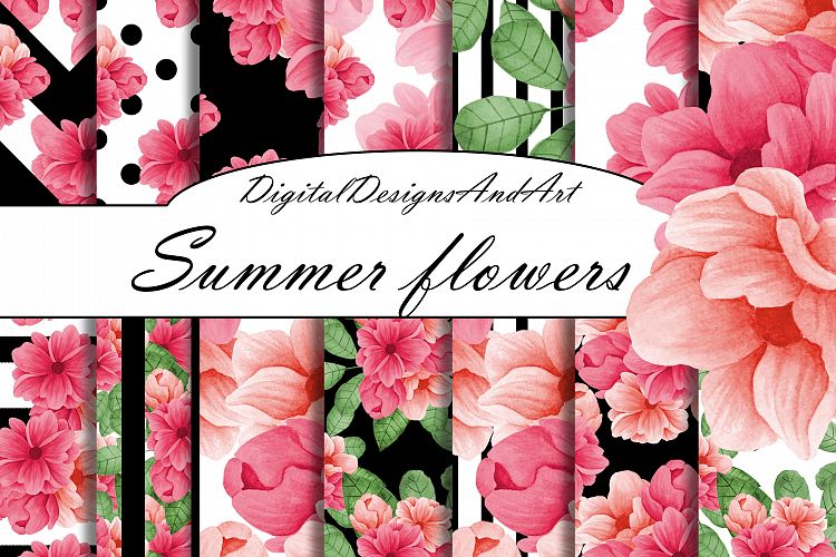 Pink flower digital paper