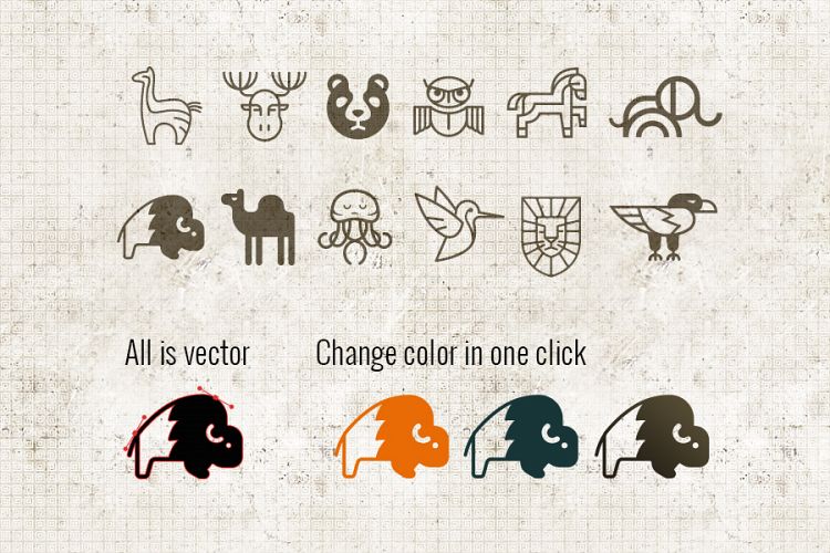 12 minimal animal logo template
