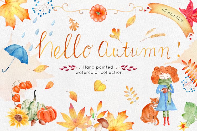 Watercolor Autumn Clipart Collection