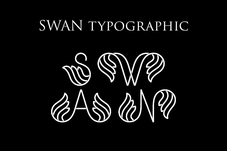 Swan Typographic Letter A-Z Alphabet SVG PNG EPS AI
