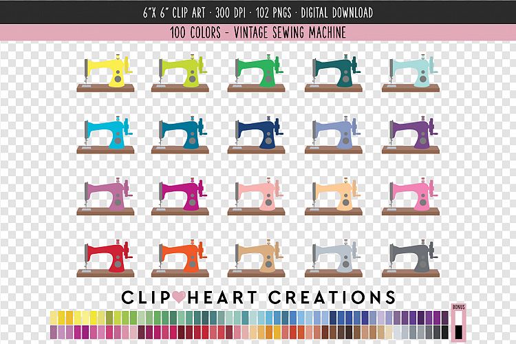 Vintage Sewing Machine Clip Art - 100 Clip Art Graphics