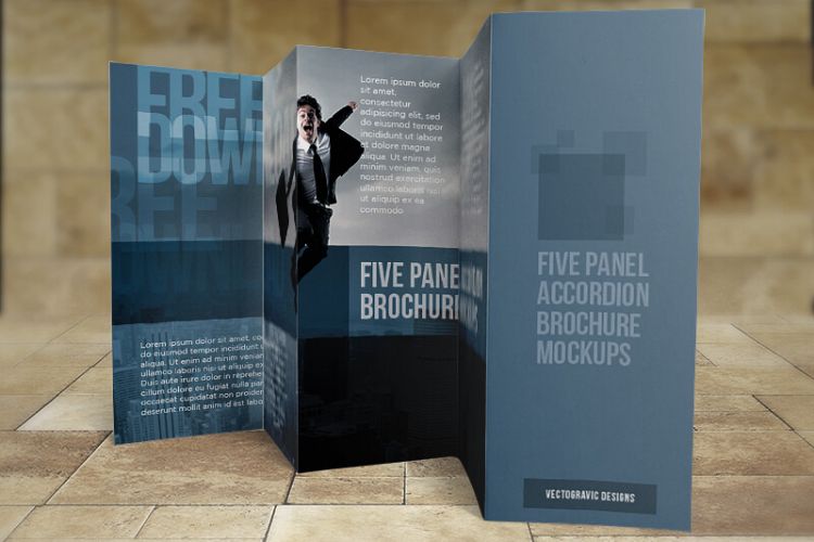 8.5x14 Five-panel accordion mockups