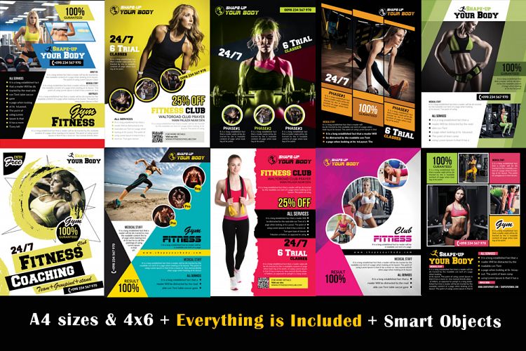 10 Body Fitness Ads Flyers Bundle