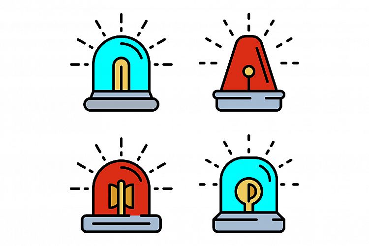 Flasher icon set line color vector example image 1