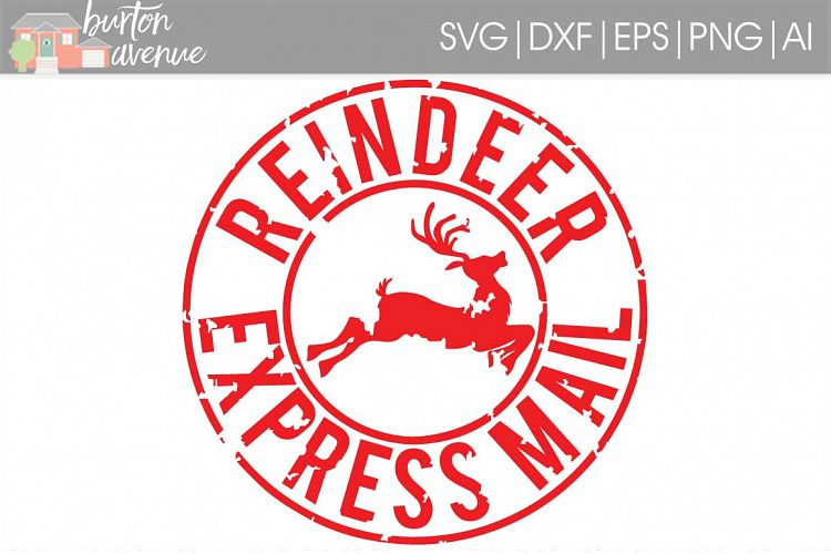 Grunge Reindeer Stamp Christmas SVG File