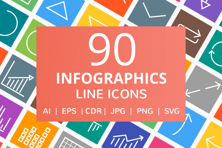 90 Infographics Line Multicolor B/G Icons