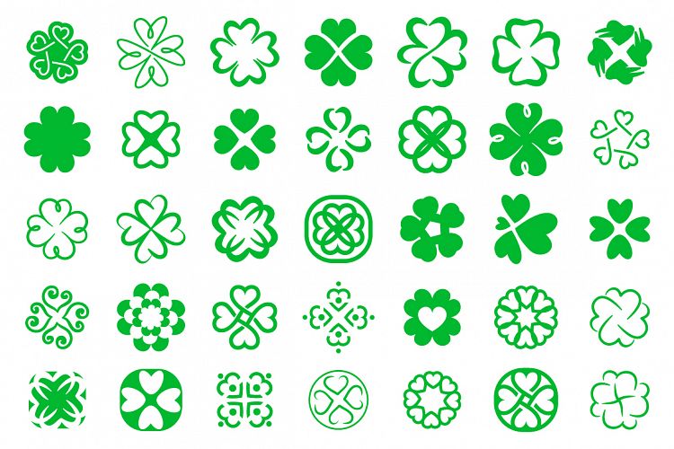 35 lover symbol icon set green on white background.