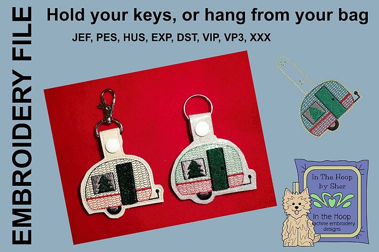 ITH Christmas Camper Key Fob - Embroidery Design
