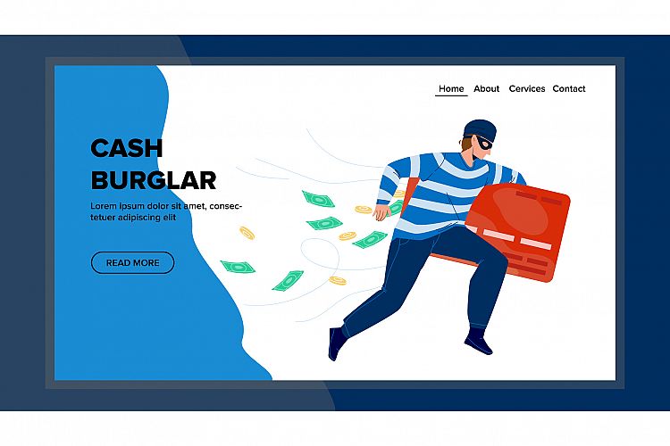 Cash Burglar Running With Bank Credit Card Vector example image 1