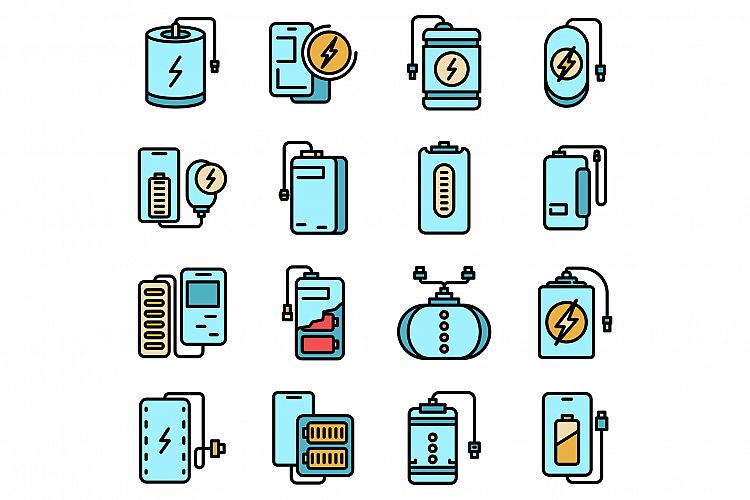 Power bank icons set vector flat example image 1