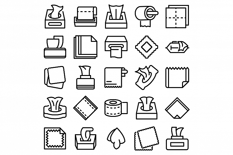Tissue icons set, outline style example image 1