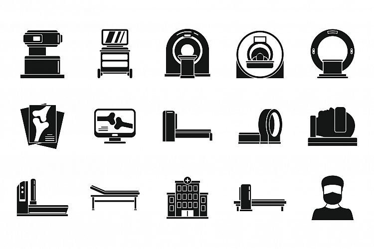 Medical magnetic resonance imaging icons set, simple style example image 1