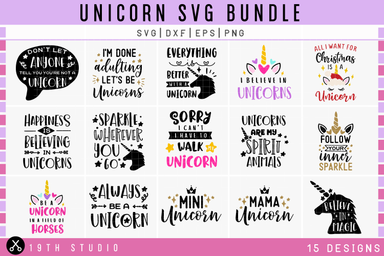 Unicorn SVG Bundle | SVG DXF EPS PNG MB41