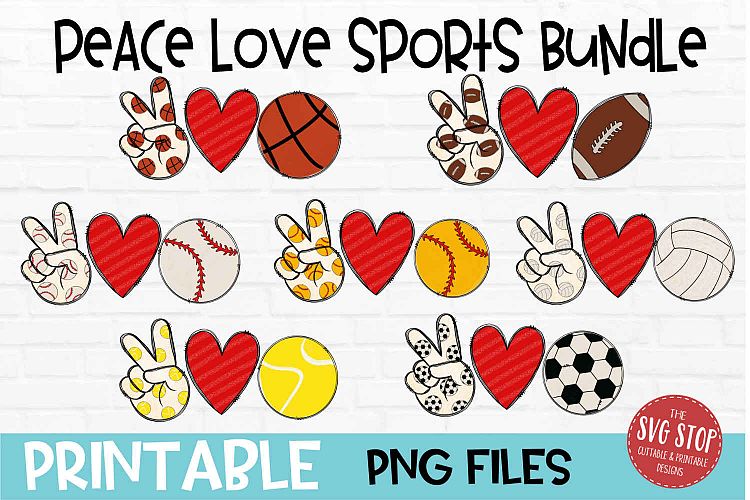 Download Peace Love Sports Bundle Sublimation Design PNG