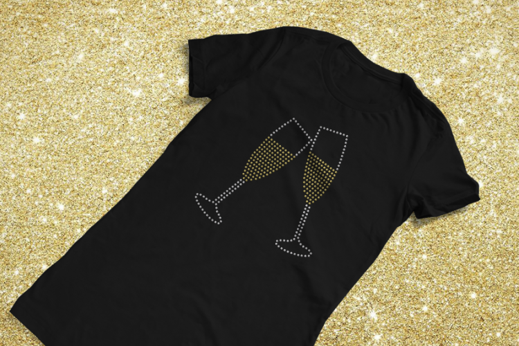 Rhinestone Champagne Toast SVG File Template