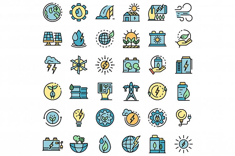 Clean energy icons set vector flat example image 1
