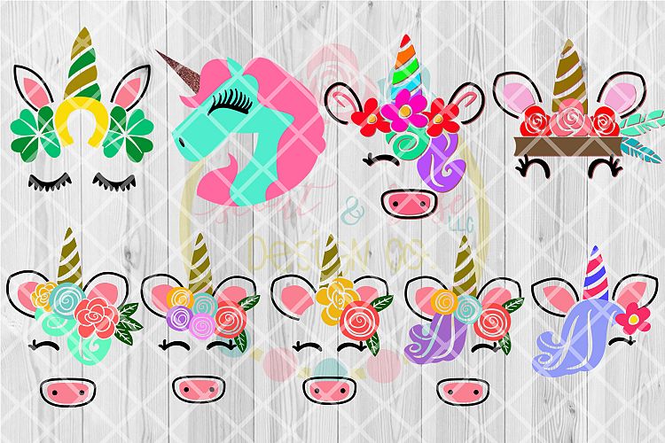 Unicorn SVG Bundle V.1 - 9 Designs SVG DXF PNG