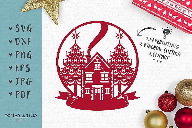 Christmas Scene Globe - SVG EPS DXF PNG PDF JPG Cut File