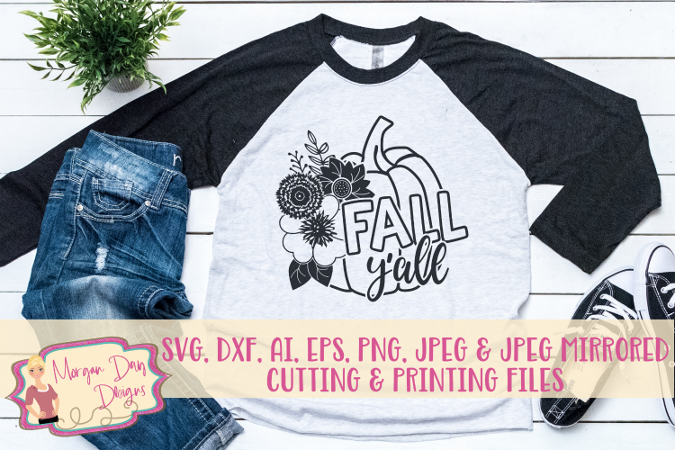 Floral Pumpkin Fall Yall SVG, DXF, AI, EPS, PNG, JPEG