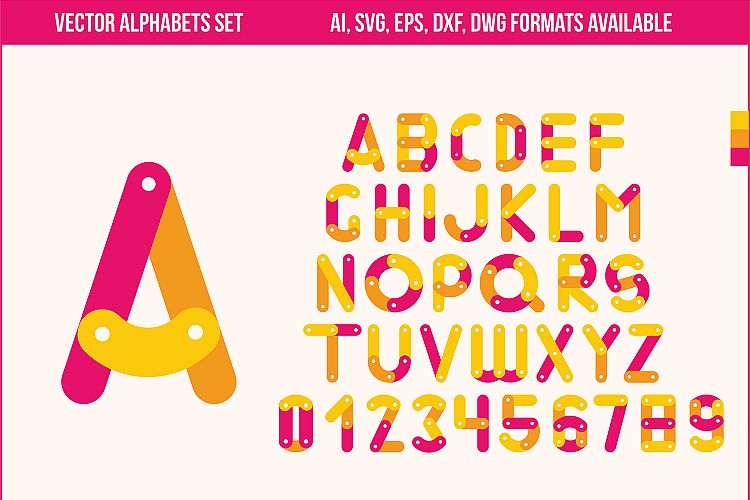 Vector Alphabets Set in Ai, SVG, EPS, DXF, DWG Formats
