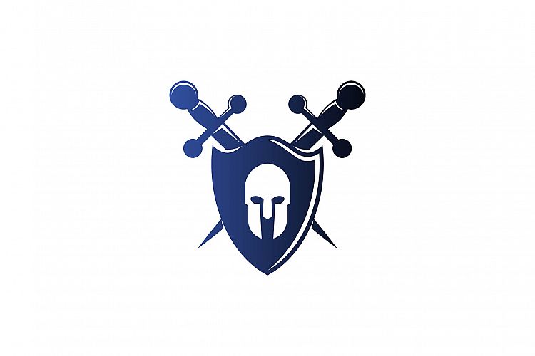 warrior shield and sword protect logo design inspiration