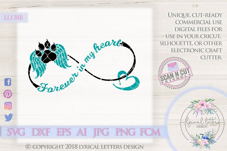 Forever In My Heart Cat Memorial SVG Cut File LL138 B