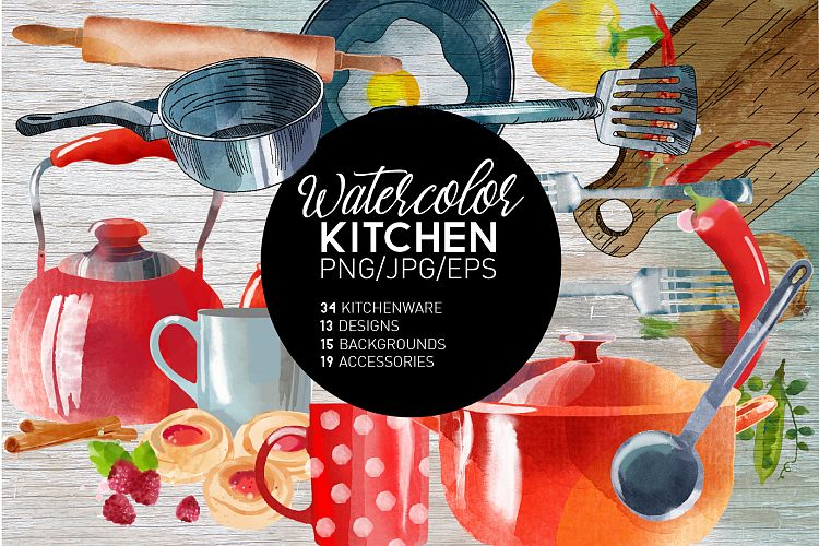 Watercolor kitchen