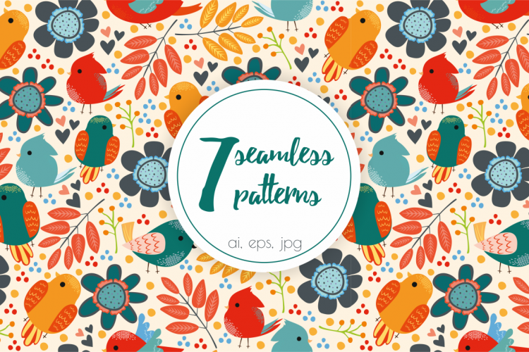 Seamless patterns with birds
